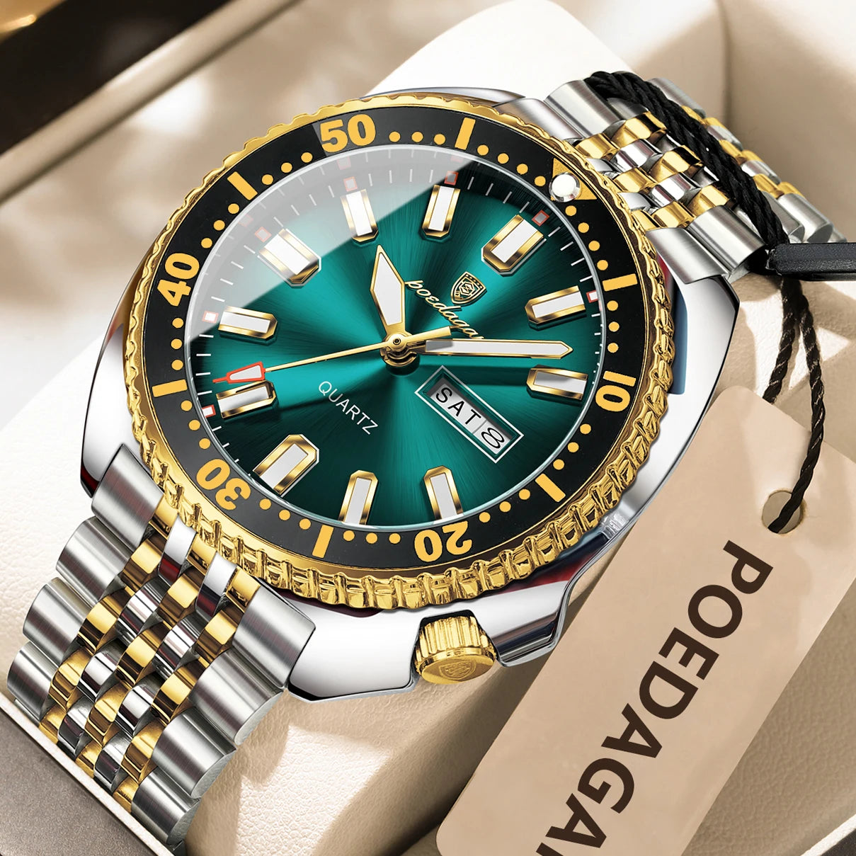 POEDAGAR Luxury Business Watch: Men's Waterproof Quartz with Date and Luminous Hands