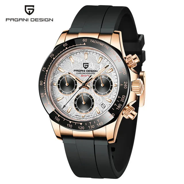 40mm New Pagani Design V2 Men's Quartz Watch: Sapphire Retro Chronograph Stainless Steel Waterproof Watch