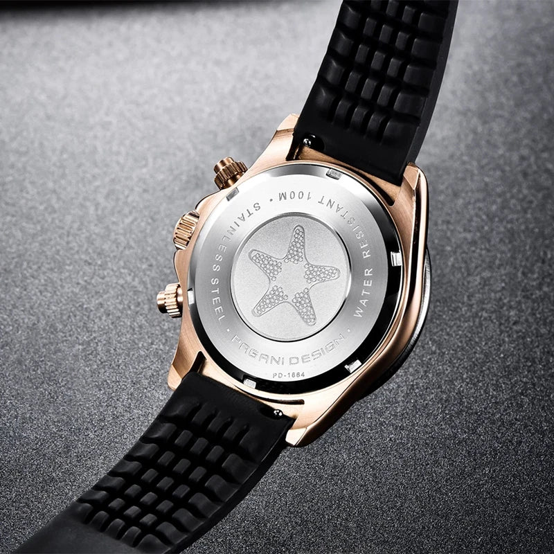 40mm New Pagani Design V2 Men's Quartz Watch: Sapphire Retro Chronograph Stainless Steel Waterproof Watch